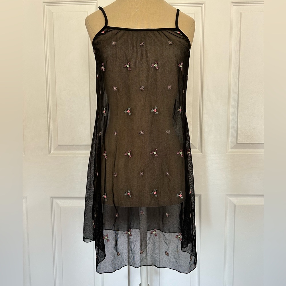 Embroidered Mesh Chemise
